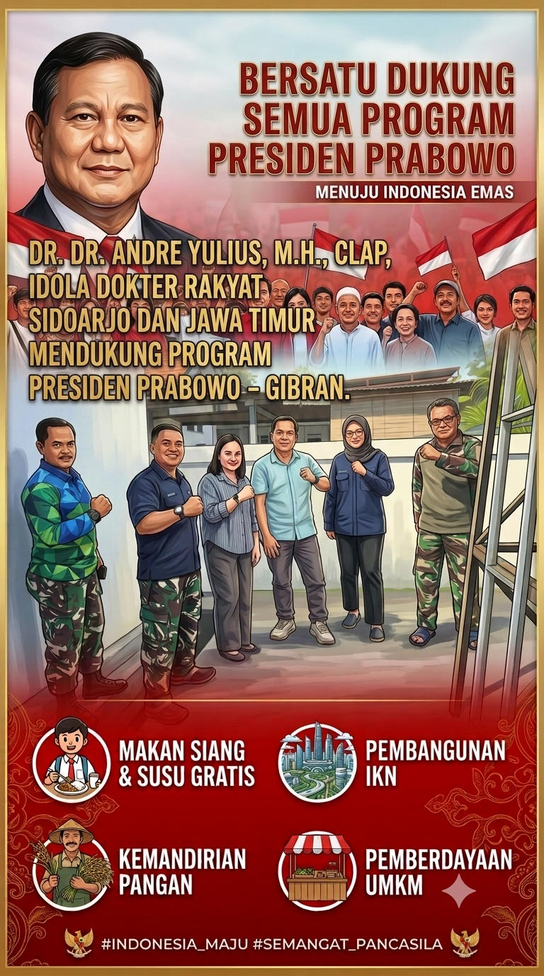 Dr. dr. Andre Yulius Serukan Dukungan untuk Program Presiden Prabowo: Sukseskan MBG, Benahi Sistem, dan Perkuat Pemberantasan Korupsi Demi Masa Depan Bangsa
