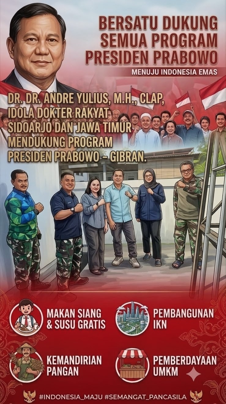 Dr. dr. Andre Yulius Serukan Dukungan untuk Program Presiden Prabowo: Sukseskan MBG, Benahi Sistem, dan Perkuat Pemberantasan Korupsi Demi Masa Depan Bangsa